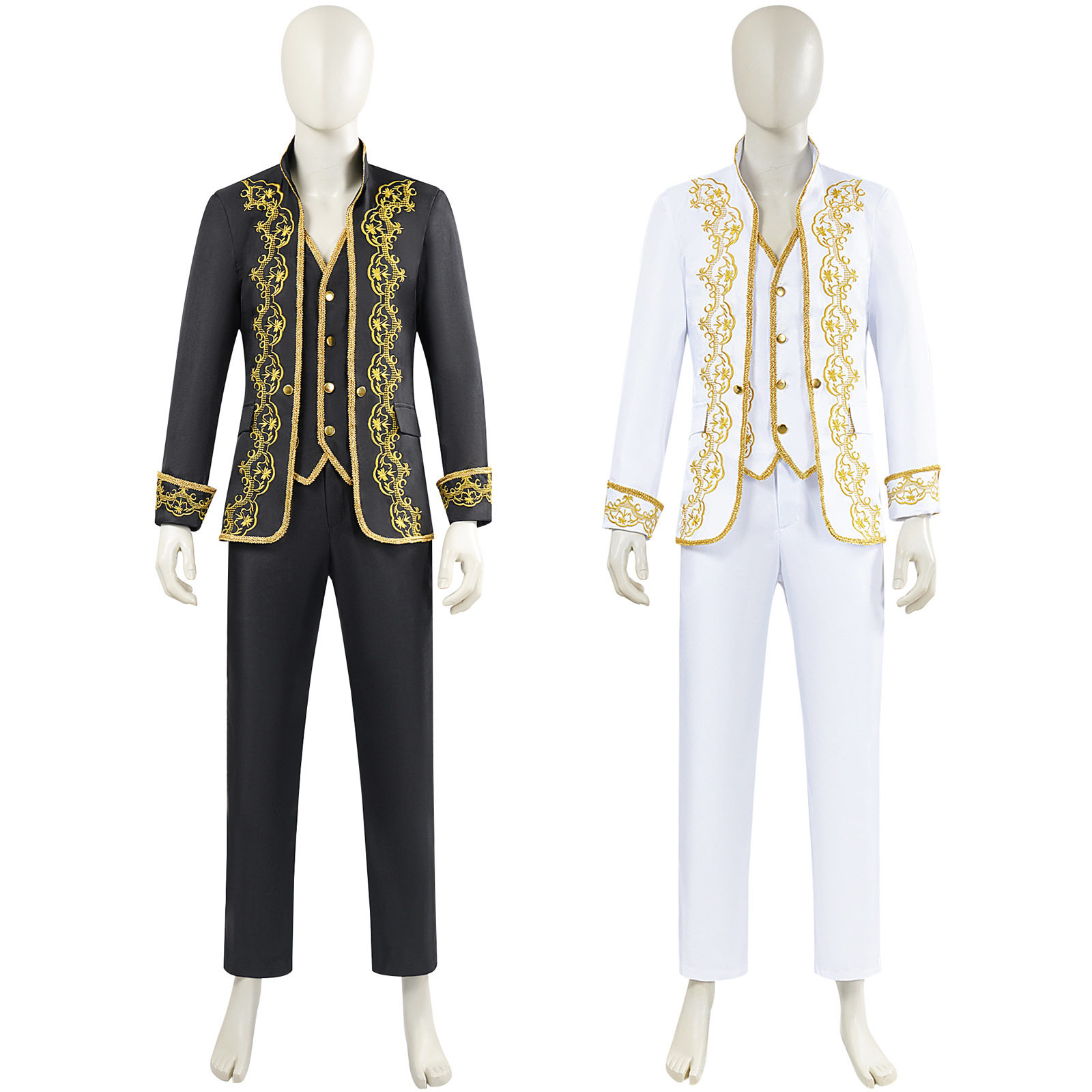 万圣节cos服装欧洲宫廷表演服贵族服装金边花纹套装工厂
