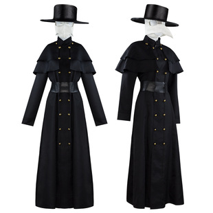 中世纪蒸汽朋克风万圣节瘟疫医生服装鸟嘴医生面具服 现货
