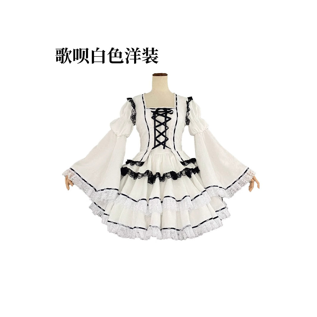 守护甜心cos服月咏歌呗cosplay服装白色洋装lolita连衣裙动漫C服