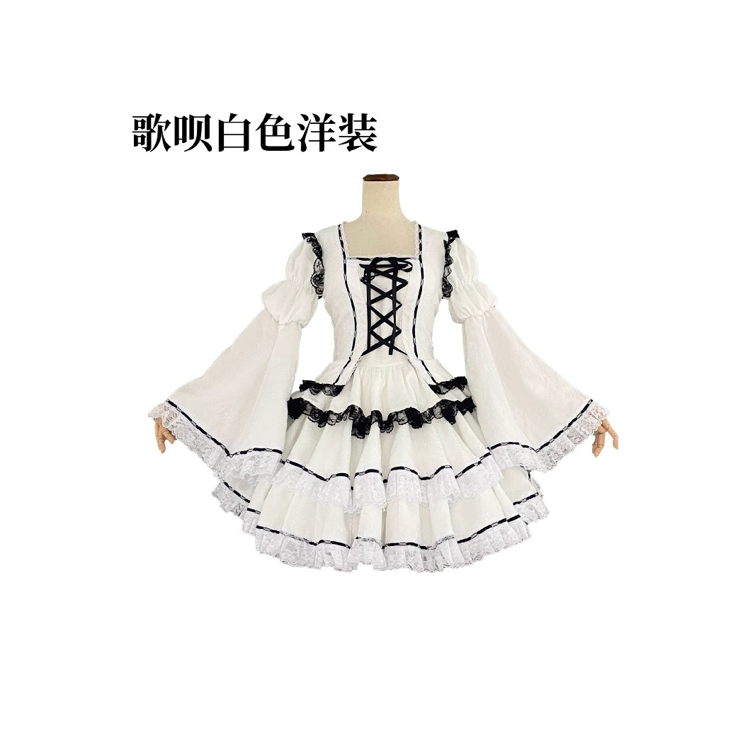 守护甜心cos服月咏歌呗cosplay服装白色洋装lolita连衣裙动漫C服