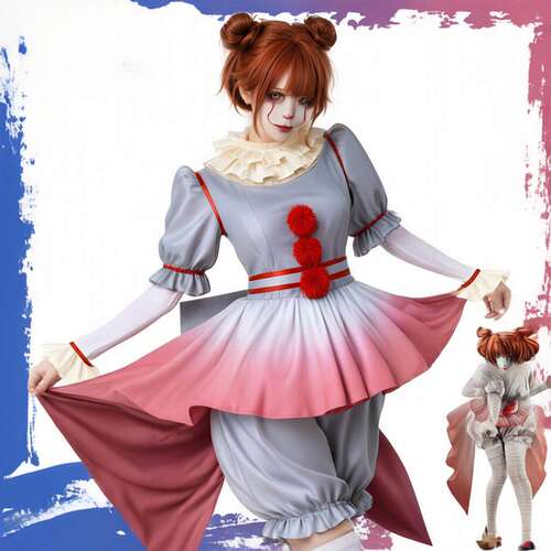 小丑回魂HORROR少女cos服万圣节服装潘尼怀斯小丑cosplay服装