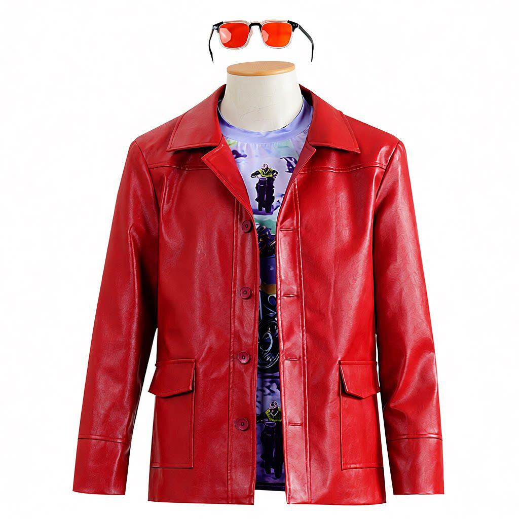 搏击俱乐部TylerDurdencos服红色皮衣夹克外套电影角色演出服