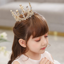 儿童皇冠过年节日公主头饰女童王冠生日演出高端水晶发箍小孩发饰