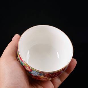 禅茶道堂厂家直销杯珐琅彩杯功夫品茶AL654222具主人大号茗杯陶瓷