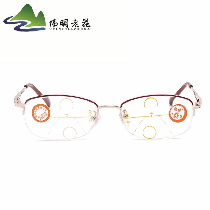 新品华丽加膜变焦远看近花镜 女士智能内渐老进多VJM看焦点眼老花