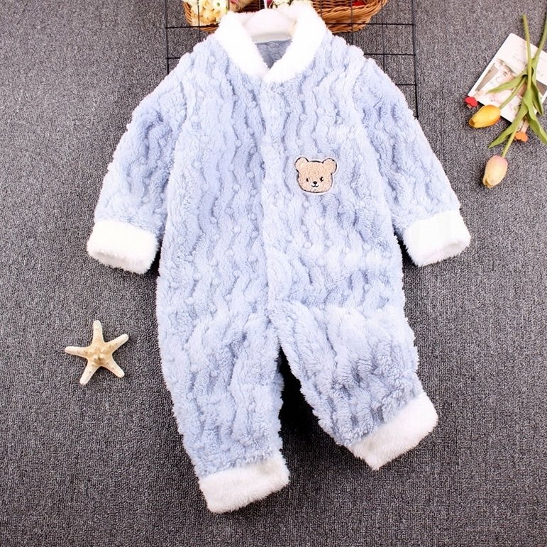 宝宝保暖连扣连身衣0-1岁婴幼儿衣服体衣婴儿哈衣秋冬女孩爬服按