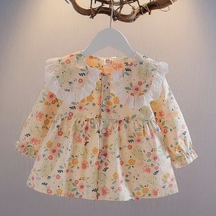 小清新女童春秋衬衣 裙子碎花百搭T恤春装 春季 女宝宝上衣2024新款