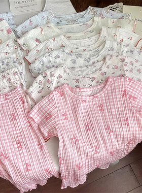 镂空碎花短袖七分裤宝2024时尚小童新款百洋气夏季宝-242144DG搭