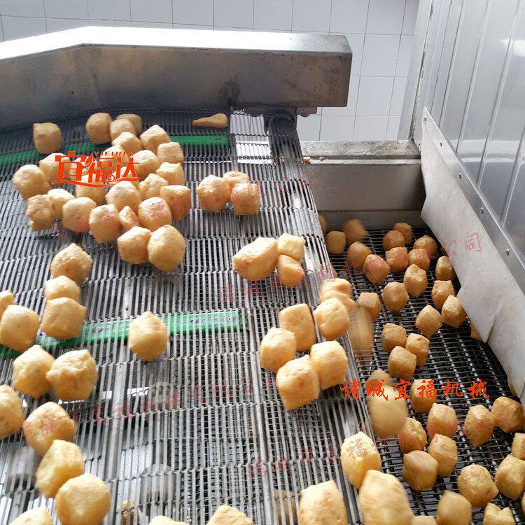 良朋豆泡油炸生产线 电加热连续豆腐泡油炸机 全自动豆干油炸设备