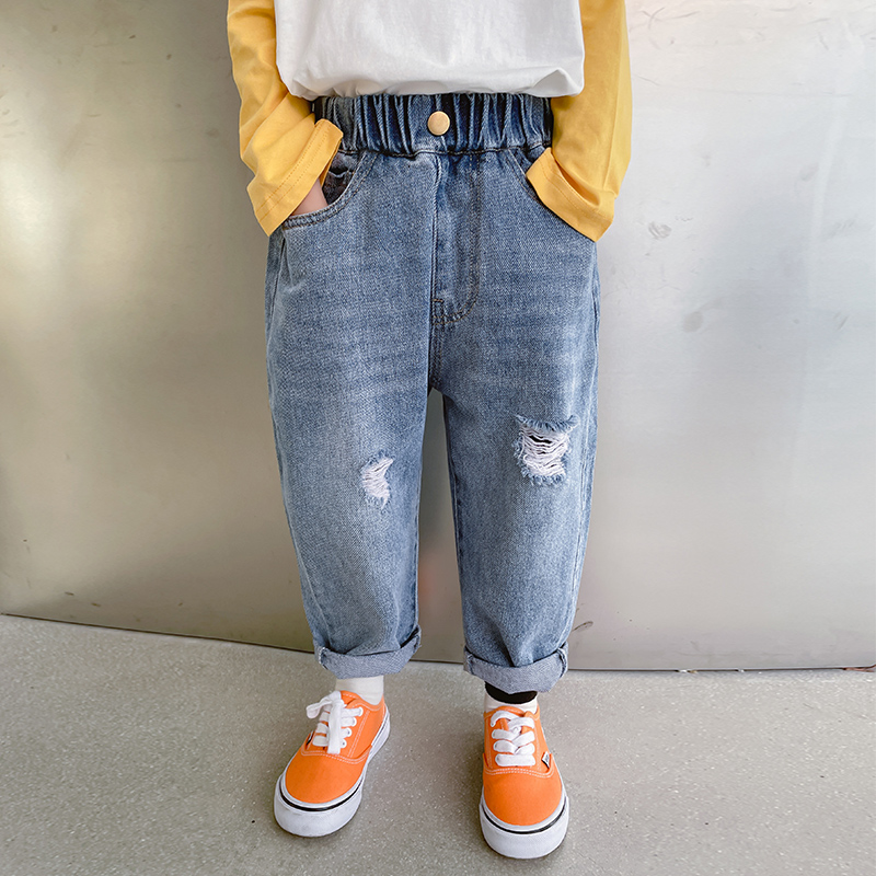 男童牛仔裤2025秋装新款童装儿童帅气破洞裤子中小童春秋休闲长裤