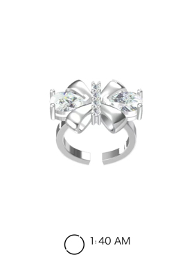 【清仓价】1:40AM 舞会系列 甜美个性蝴蝶结宝石开口可调节戒指