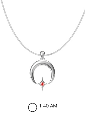 【清仓价】1:40AM 星系列红色宝石月亮四角星芒锁骨链项链