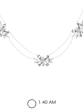 【清仓价】1:40AM 舞会系列甜美双层蝴蝶结小众原创锁骨链项链