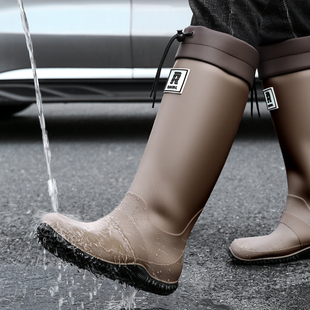 可折叠束口防水鞋男女款雨林登山雨靴防滑耐磨雨鞋时尚户外徒步鞋