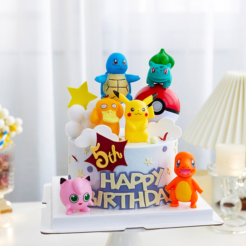 生日蛋糕装饰摆件宠物小精灵神奇宝贝闪电公仔手办玩具派对装扮