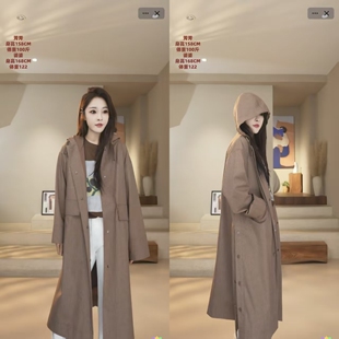 羊毛棕咖小千鸟格宽松风衣 N0596 芳芳力荐