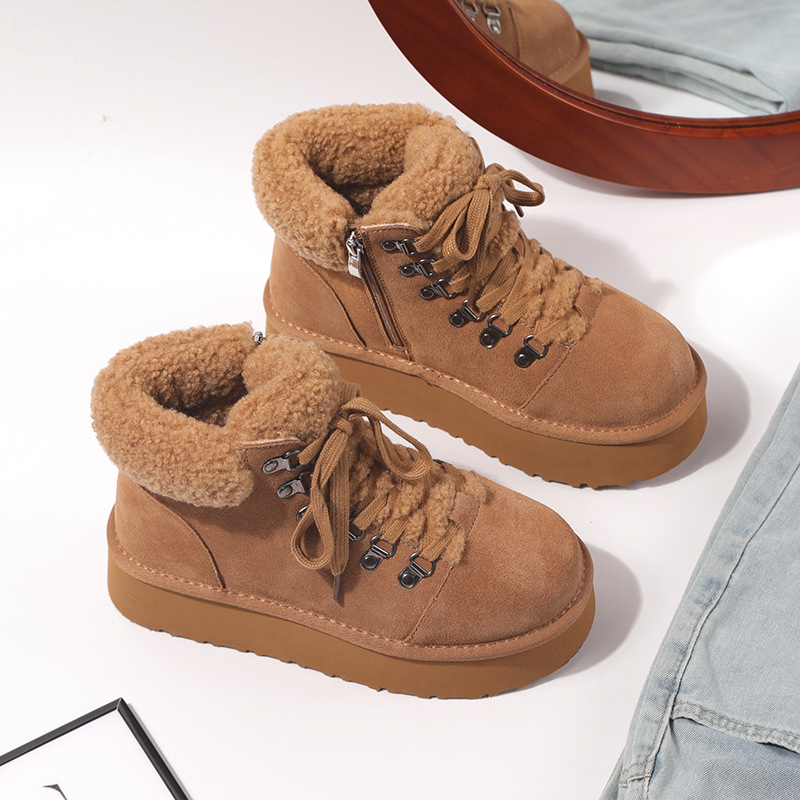 真皮加绒保暖雪地靴女冬款