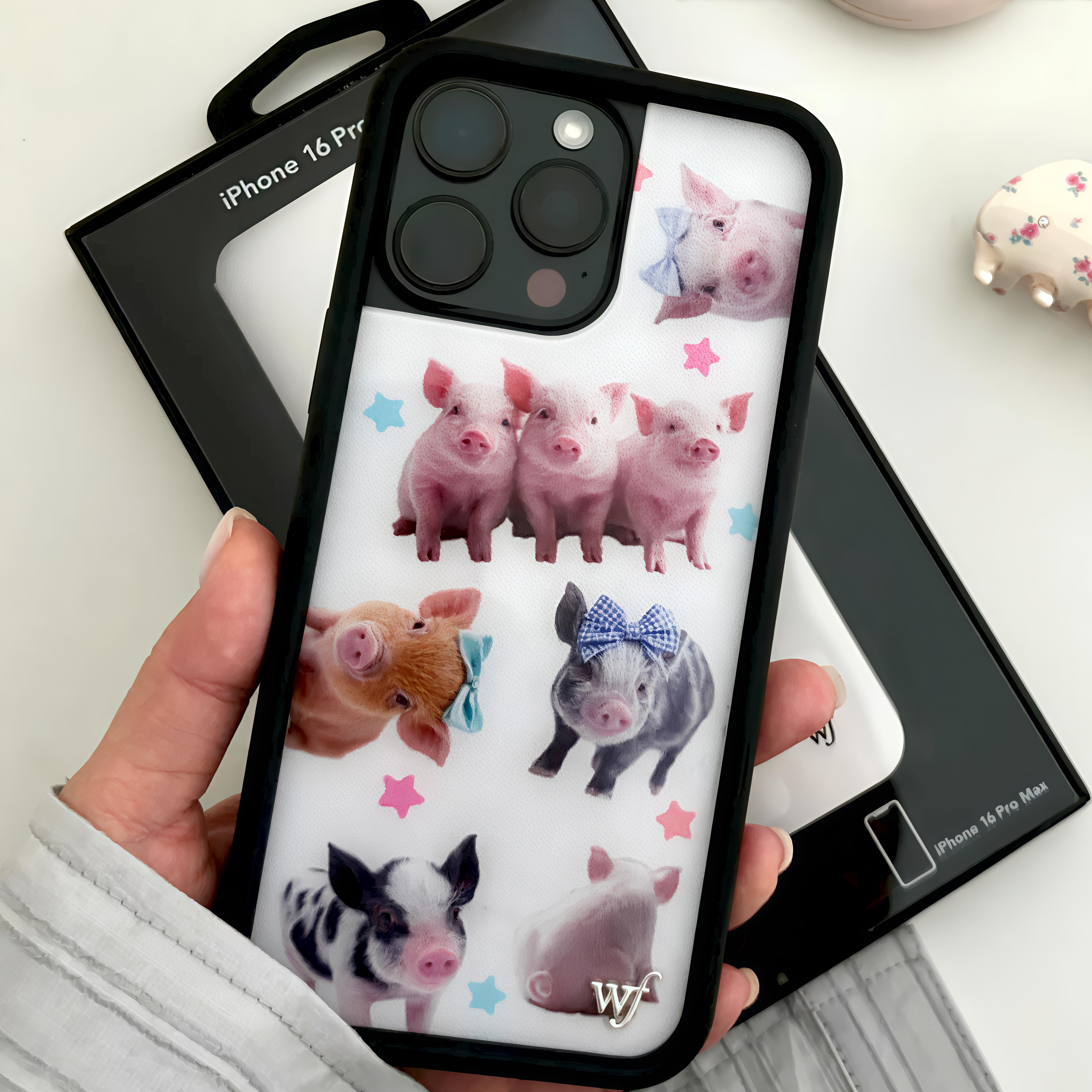 ins风联名WF小猪适用iPhone15手机壳/14/13ProMax苹果16Pro手机壳12欧美时尚性感纹路个性艺术防摔17女保护套