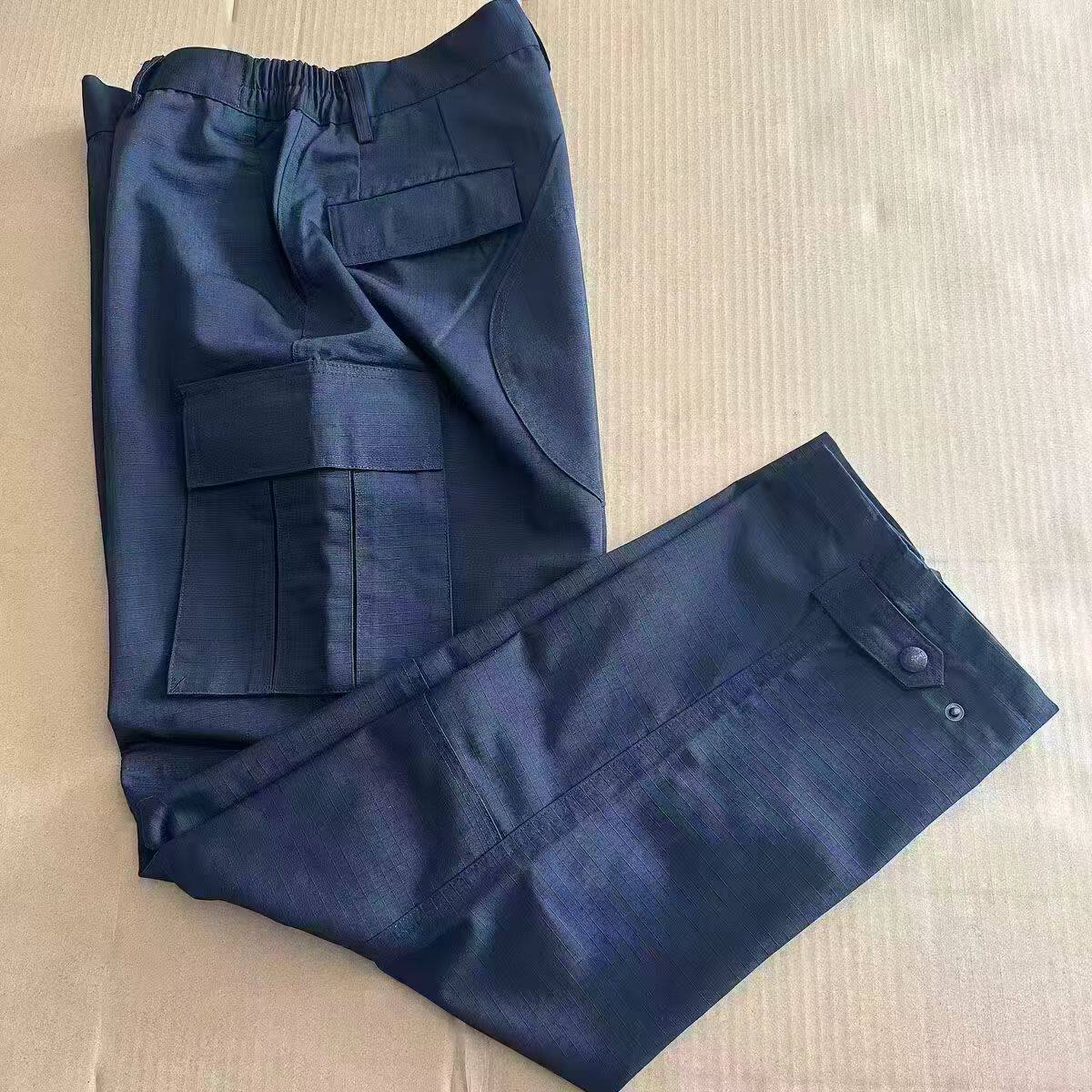 秋冬季藏青网格作训裤加厚冬季训练裤男女工装保安工作裤户外长裤