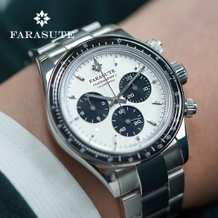 法拉苏蒂自动机械表男士 商务手表熊猫盘夜光多功能计时防水机械表