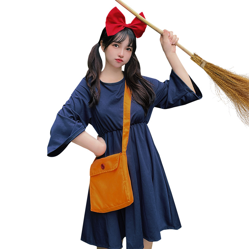 万圣节cos服装小魔女宅急便成人连衣裙演出服宫崎骏琪琪服饰女装