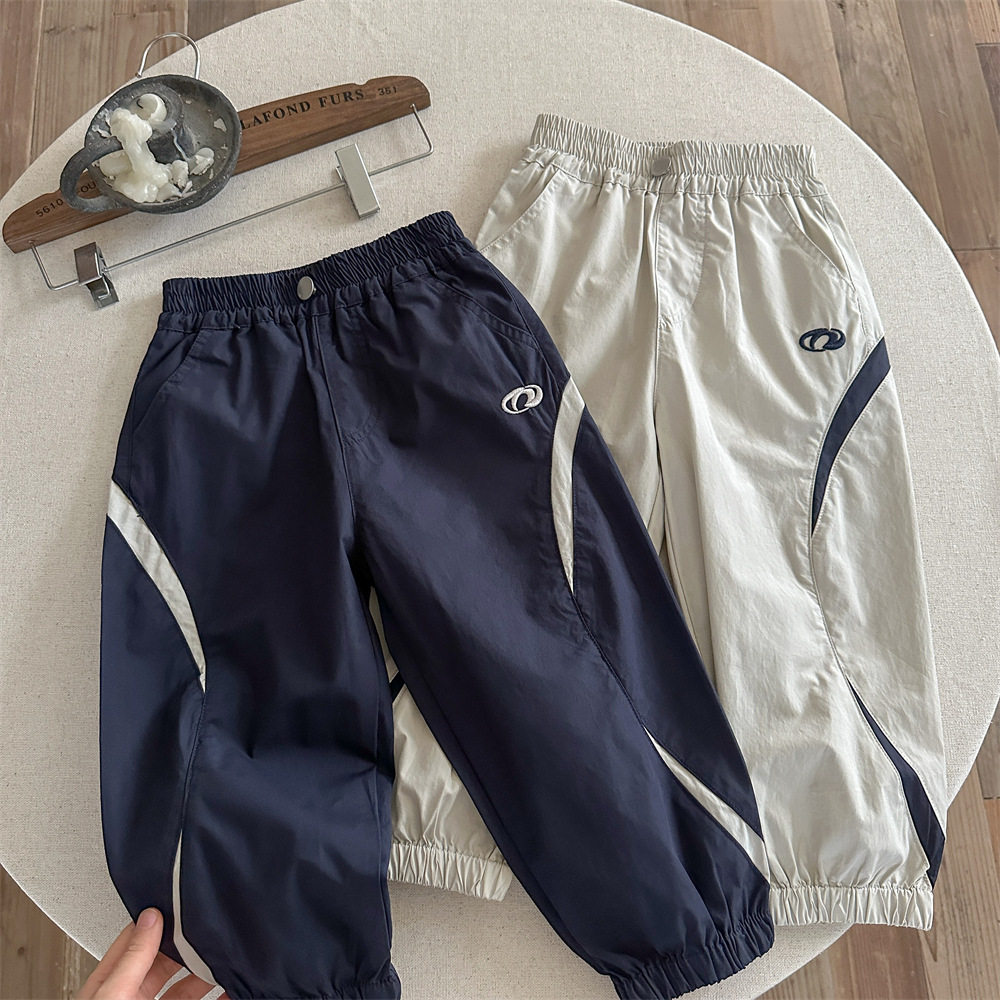 儿童a类童裤2026秋季新款韩版百搭字母宽松宝宝运动裤小童