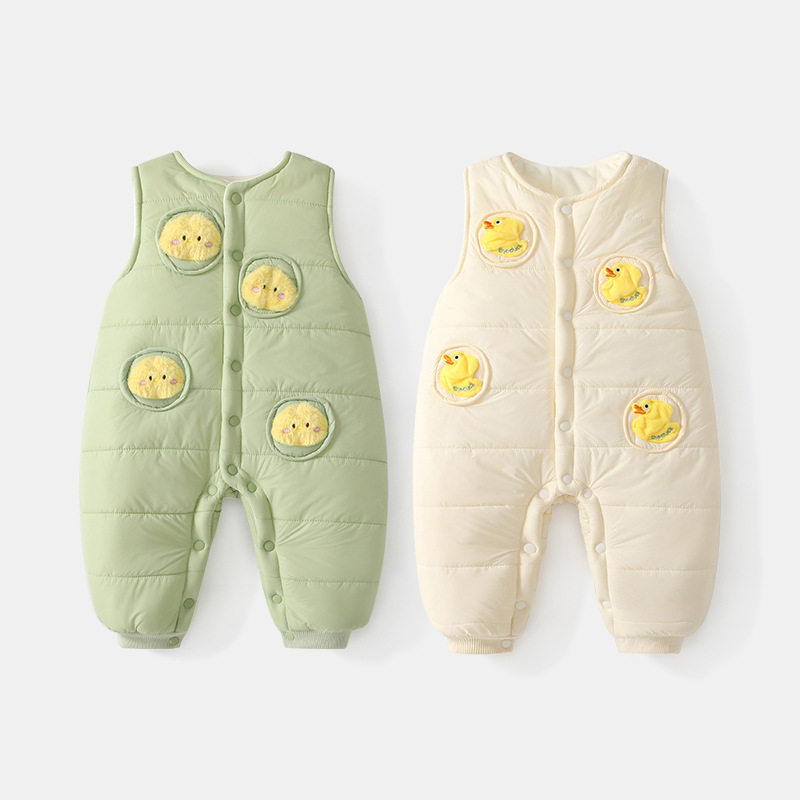 婴幼儿秋冬季夹棉背带裤婴儿保暖外穿连体棉裤加厚宝宝冬装连体衣