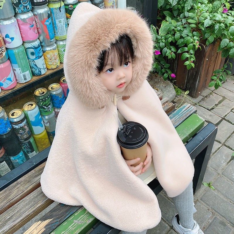 婴儿衣服绒披风新生儿毛斗篷秋冬