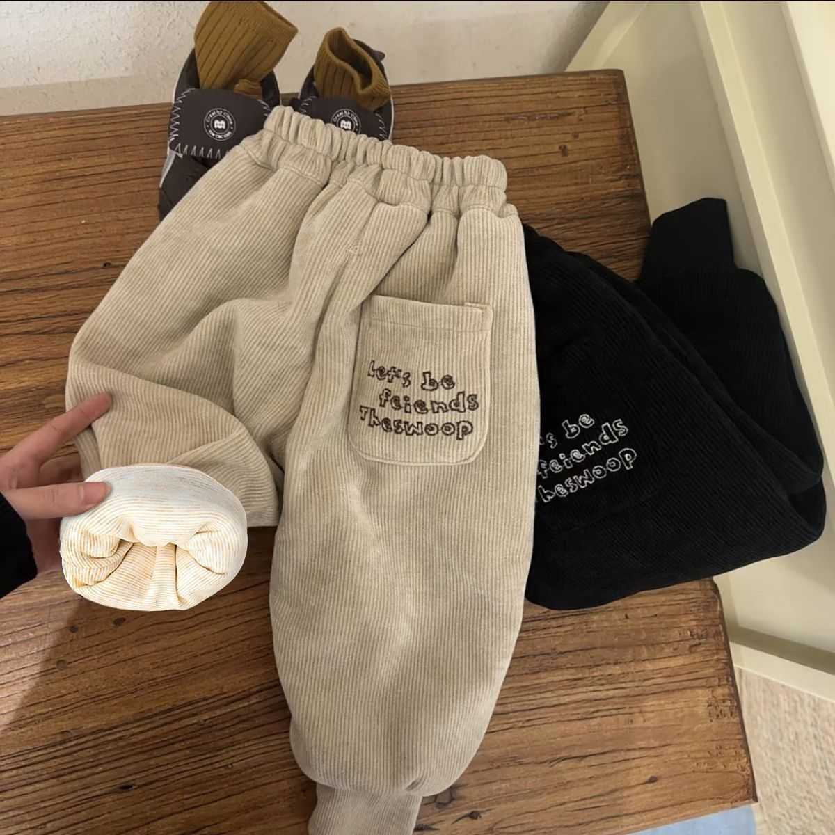 男童加绒裤子女童加厚棉裤冬季一