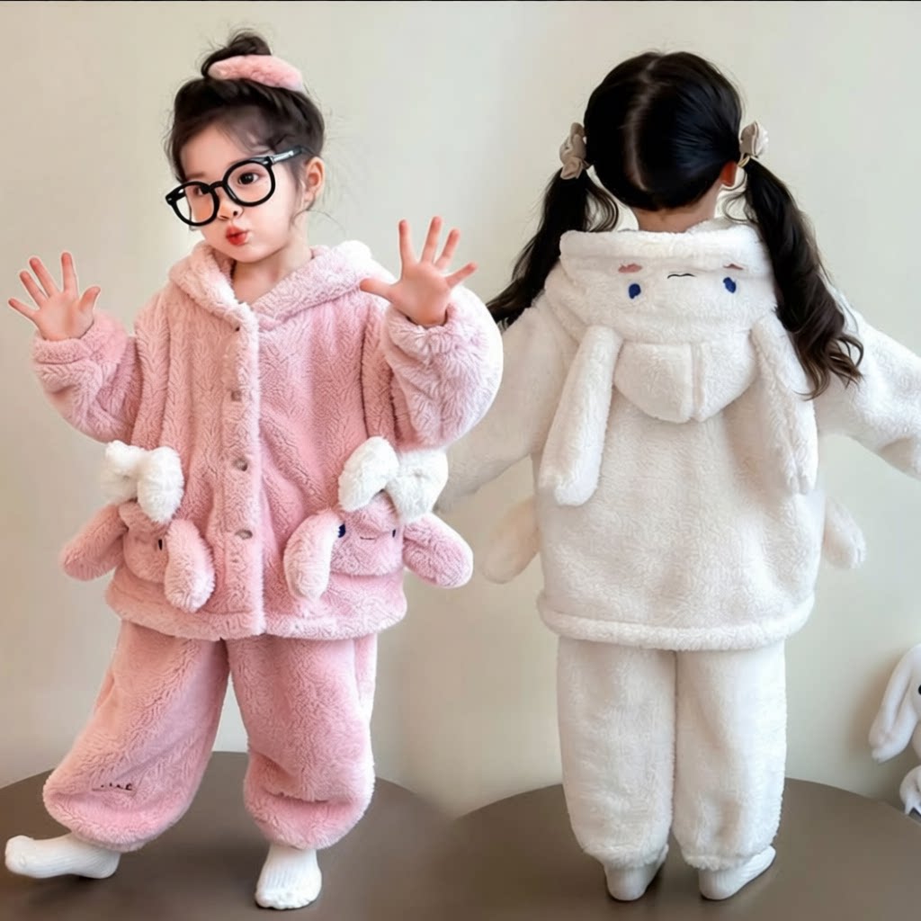 儿童家居服冬季新款女宝宝卡通