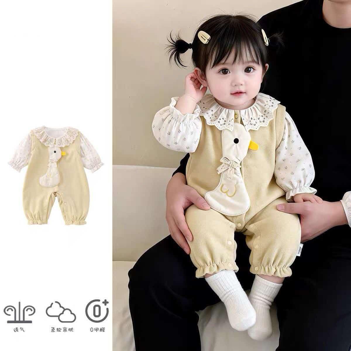 婴儿春装衣服春季百天哈衣新生儿