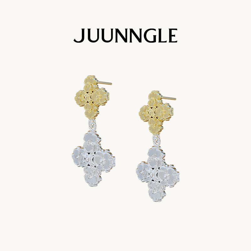 juunngle洲谷十字木兰双花耳坠