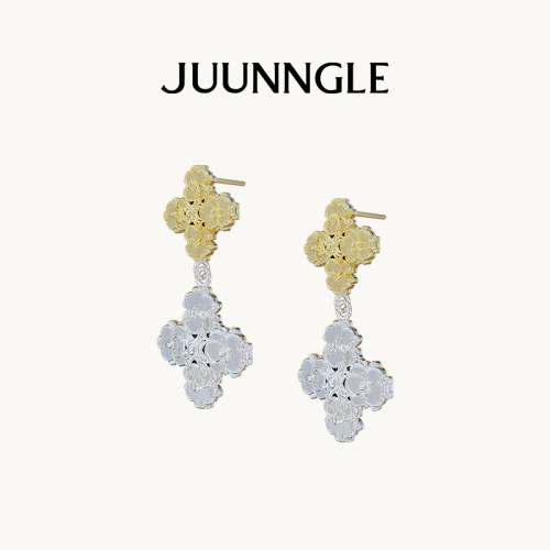 juunngle洲谷十字木兰双花耳坠