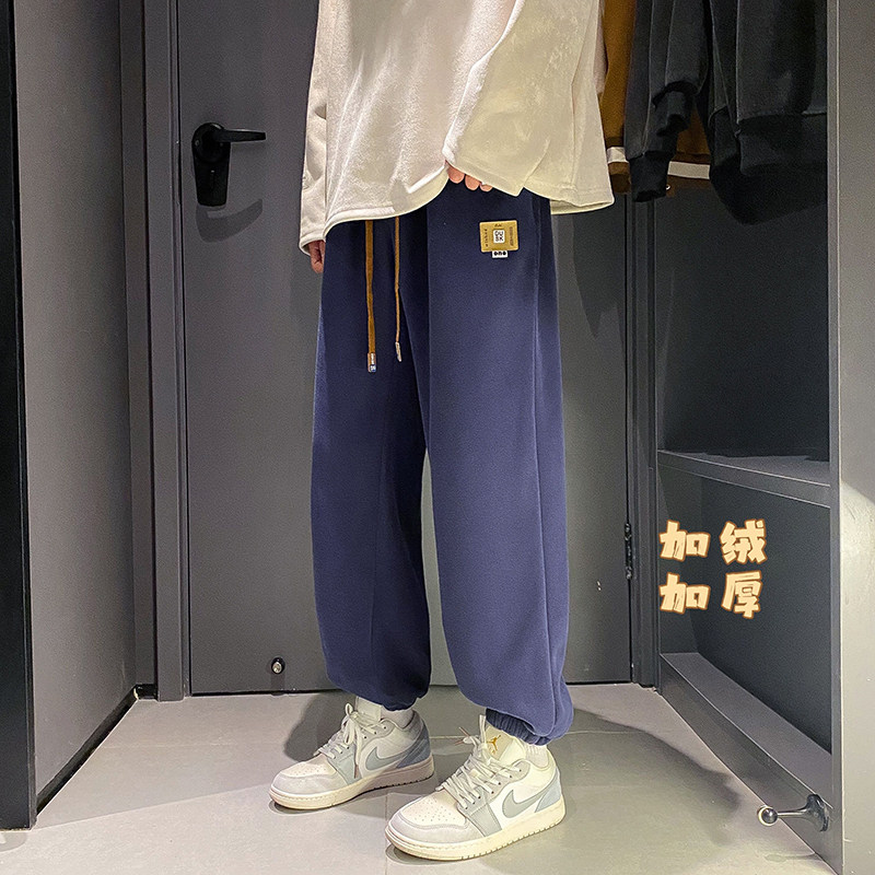 XZ409-1-K619-P65加绒加厚束脚运动裤宽松休闲裤（控85）,男装休闲裤,星座1514