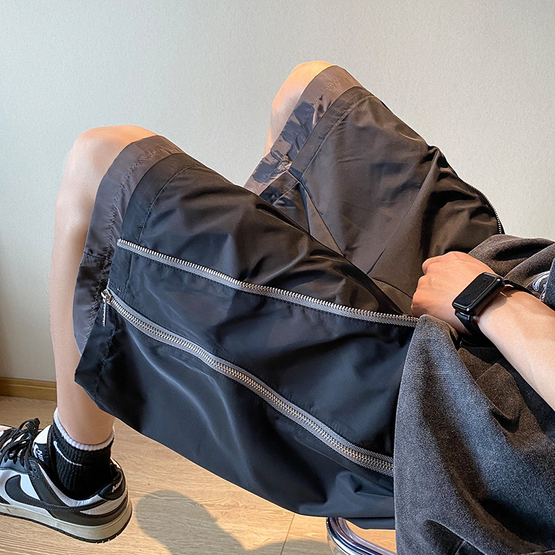 XZ409-1-K651-P45夏季假两件拉链设计宽松运动休闲短裤（控58）,男装休闲裤,星座1514