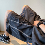 XZ409-1-K651-P45夏季假两件拉链设计宽松运动休闲短裤（控58），男装休闲裤，星座1514