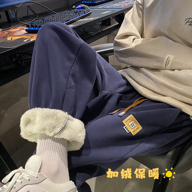 XZ409-1-K619-P65加绒加厚束脚运动裤宽松休闲裤（控85）,男装休闲裤,星座1514