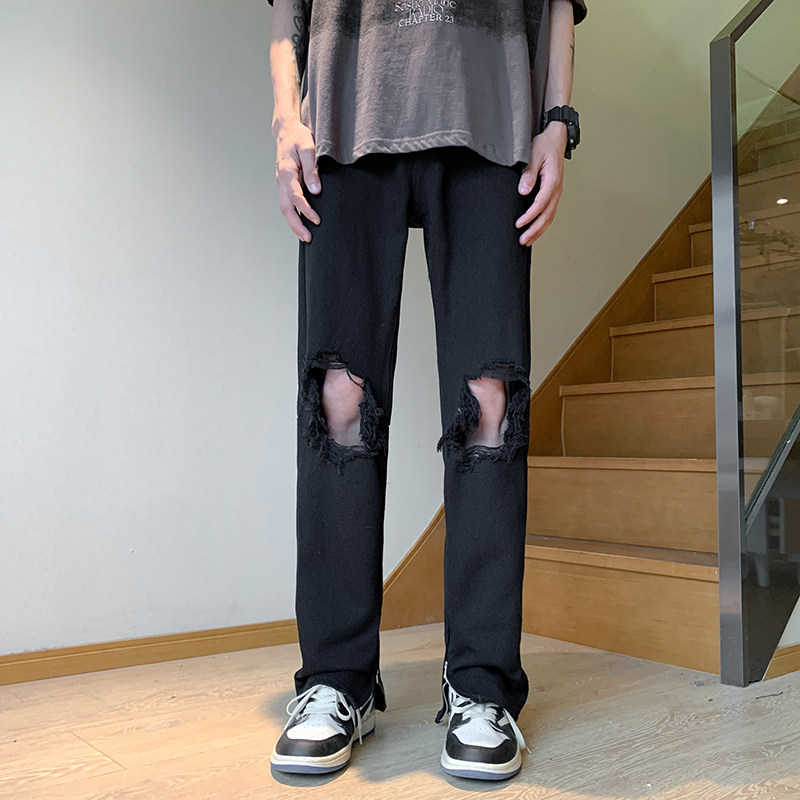 XZ409-1-K634-P55春夏新款膝盖破洞小脚修身牛仔裤男（控68）,男装牛仔裤,星座1514