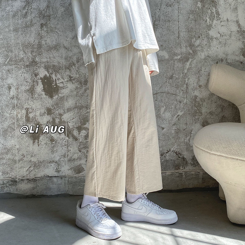 XZ409-1-K468-P40夏季棉麻休闲裤宽松顺滑垂感九分裤（控55）,男装休闲裤,星座1514