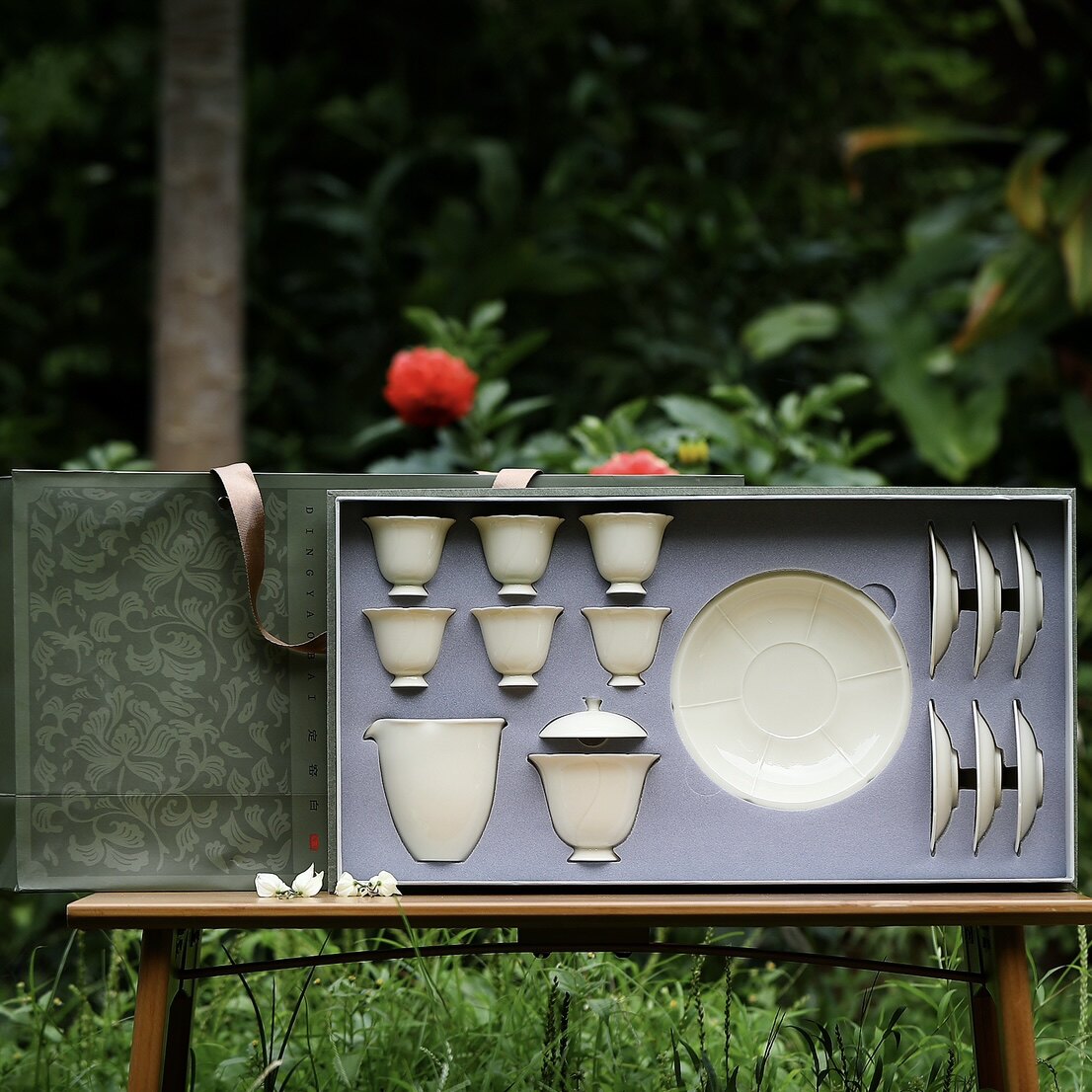 意叁手作仿宋定窑定瓷中式复古家用办公送礼水云南莲茶具礼品套装