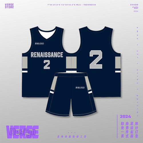 RENAISSANCE美式篮球服球衣定制美高联赛EYBL印字印号聚酯纤维速
