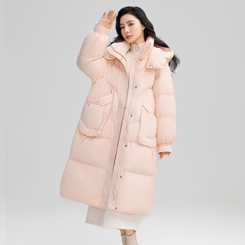 羽绒服女士反季过膝长款保暖简约时尚潮流鸭绒外套YHG411250G