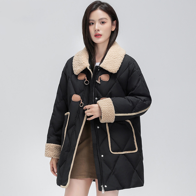 YPUT中长款菱形格羽绒服