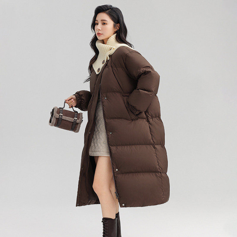 羽绒服女中长款韩版加厚宽松直筒鸭绒保暖外套YHG411245G