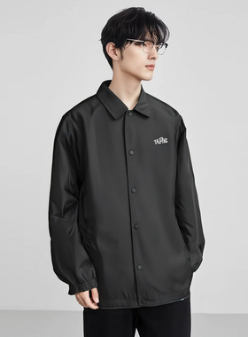 YPUT男装宽松情侣休闲教练字母外套印花夹克翻领 YHG221104A