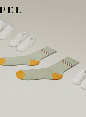 APEL匹马棉条纹情侣袜子男中筒袜柔软舒适透气女百搭高端潮流棉袜