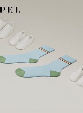 APEL匹马棉条纹情侣袜子男中筒袜柔软舒适透气女百搭高端潮流棉袜