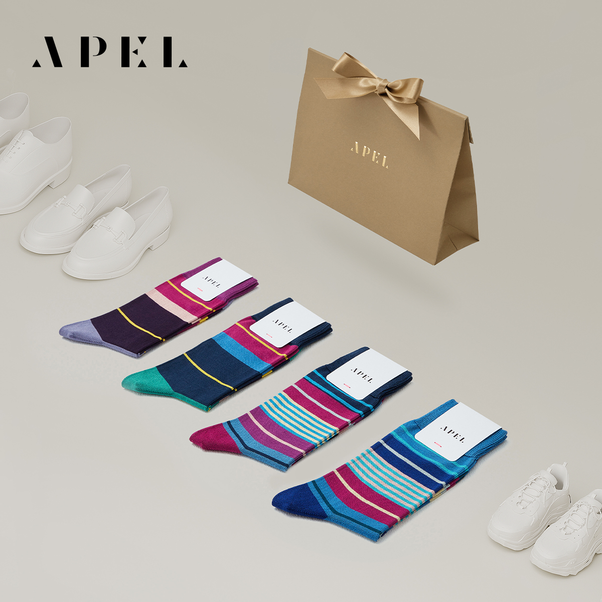 APEL匹马棉棉中筒袜4双礼盒装