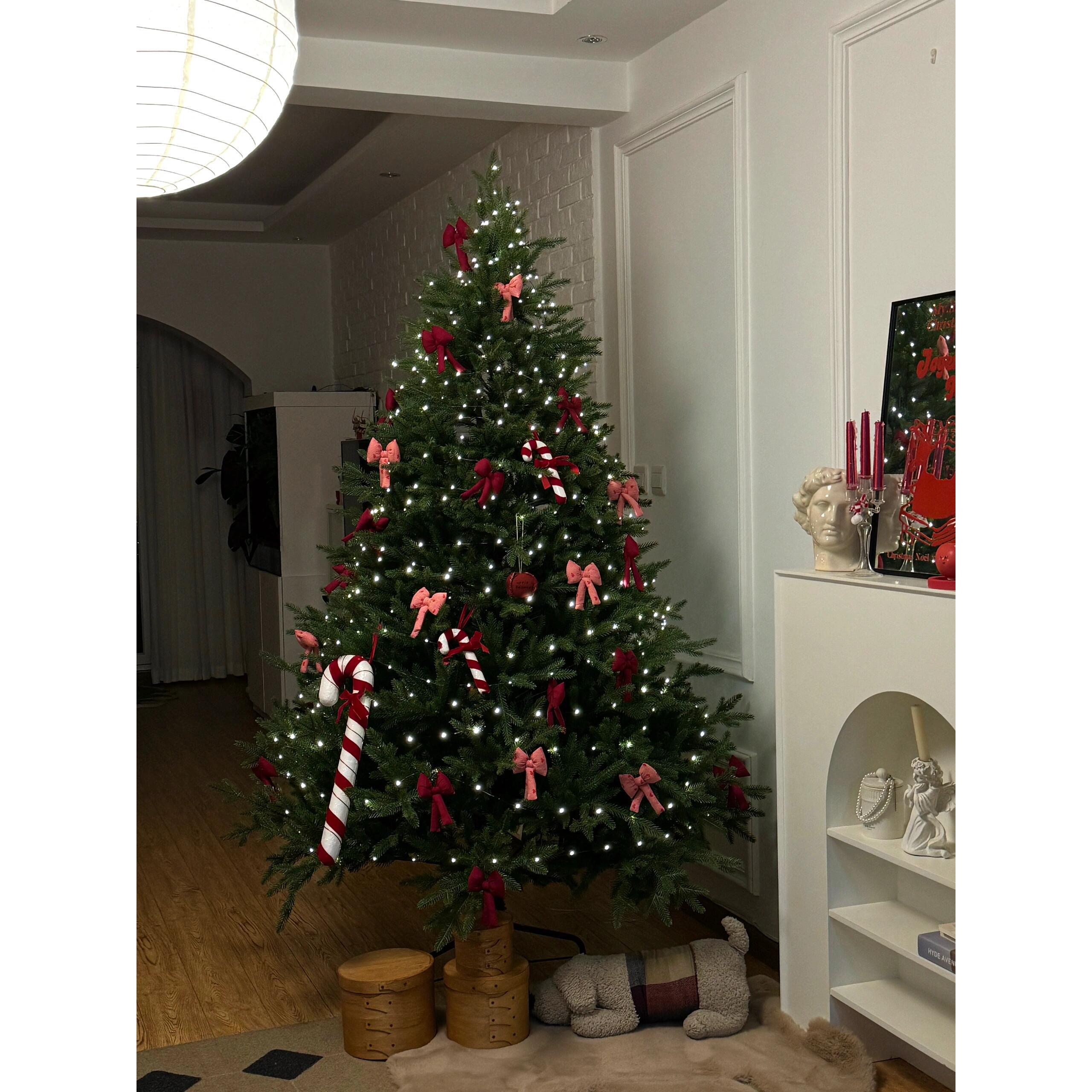 圣诞树装饰品挂件拐杖蝴蝶结小配件圣诞节客厅氛围感拍照场景布置