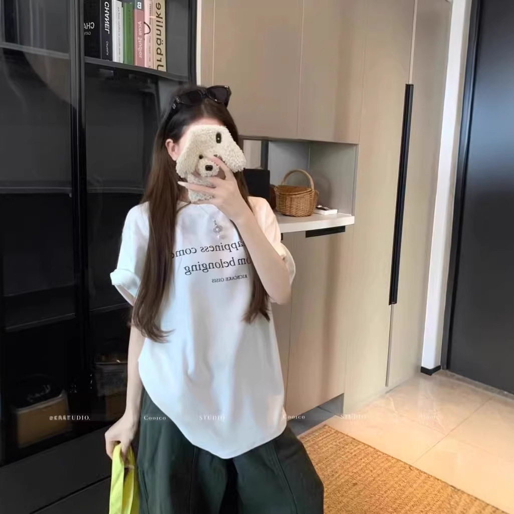 2026春季新款韩系宽松慵懒风印花百搭休闲短袖T恤上衣女装学生ins